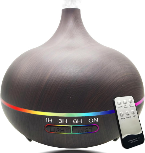 550ml Aroma Diffuser for Large Rooms, Ultra Quiet Essential Oil Diffuser with 7 Light Colors & Timer Setting