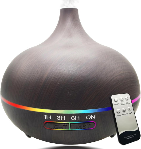550ml Aroma Diffuser for Large Rooms, Ultra Quiet Essential Oil Diffuser with 7 Light Colors & Timer Setting