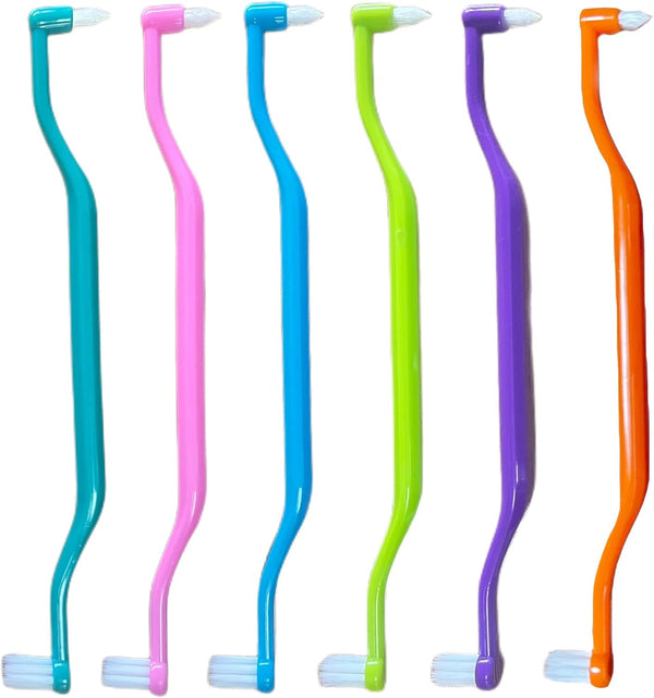 6 Pieces 2-in-1 Toothbrush with Interdental and Wisdom Teeth Brush Heads for Oral Care
