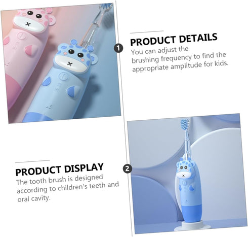 SECFOU Sonic Electric Toothbrush with Soft Bristles Ergonomic Toothbrush for Ages Cartoon with Replacement Heads USB