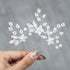 Heread Crystal Bride Wedding Hair Pins, Silver Flower Bridal Head Piece, Pearl Hair Accessories (Pack of 3)