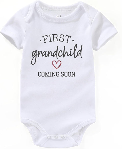 KEDFQV first grandchild coming soon grandparents pregnancy announcement Baby Bodysuits