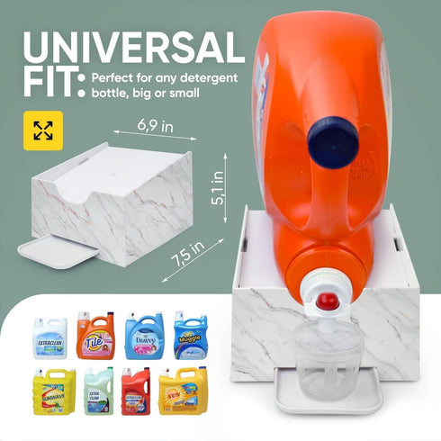 Skywin TidyFriend No-Spill Liquid Laundry Detergent Dispenser Holder, Laundry Soap Dispenser Holder with Drip Tray