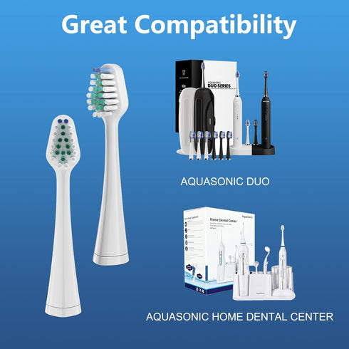 Toothbrush Heads for Waterpik Triple Sonic Tooth Brush, Complete Care 5.0/9.0, AquaSonic Duo and Home Dental Center Electric Toothbruh, 10 Count(Pack of 1), White
