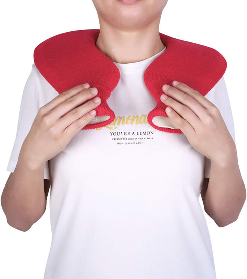 ITODA U-Shaped Hot Water Bottle for Neck and Shoulder, Reusable Rubber Hot and Cold Water Bag with Soft Knitted Cover