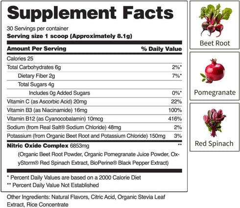 Snap Supplements 3-in-1 USDA Organic Beet Root Powder, Nitric Oxide Supplement for Healthy Blood Circulation, 250g