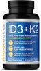 Vitamin D3 K2 with MCT, 5000 IU Vegan D3 & 100 mcg MK7 K2, 60 Capsules - Support for Strong Bones and Immune Health