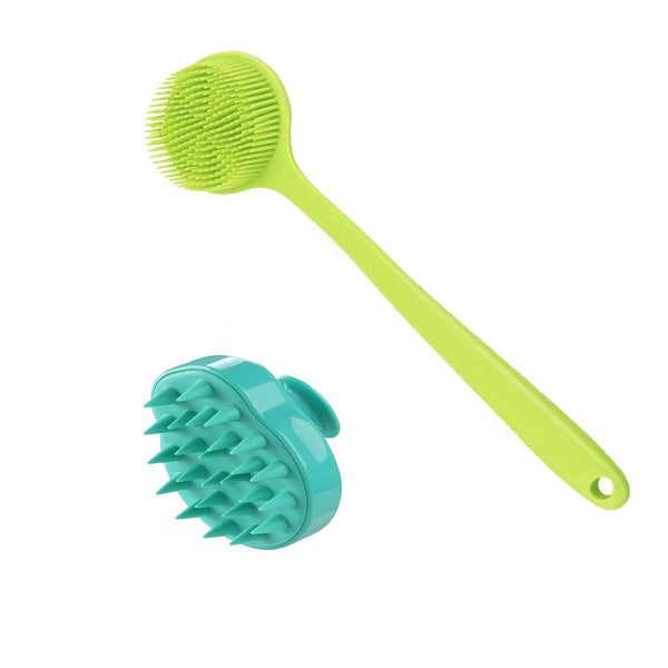 Silicone Body Scrubber & Scalp Massager, Long Handle Back Brush for Shower and Exfoliating