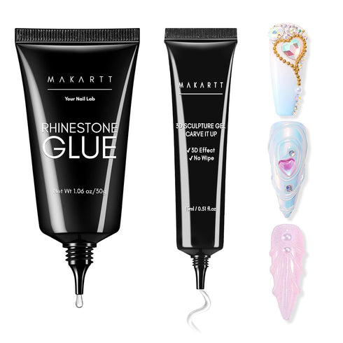 Makartt Nail Gel Kit with Rhinestone Glue, Super Strong 3D Sculpting Gel for Nail Art, Molding, and Decoration