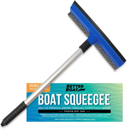 Window Squeegee with Long Handle and Scrubber for Car, Boat, RV Windows, Windshields, Shower Glass Doors, Cleaning Tool