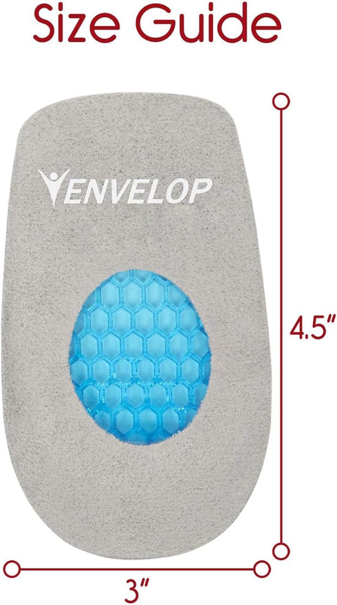 Vive Envelop Gel Heel Cups, Cushion for Women, Men, Plantar Fasciitis Support, Foot Pain Relief
