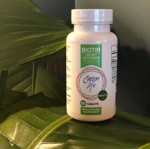Carson Life Biotin Supplement - 60 Tablets - for Men and Women - Vitamin Supplement That Promotes Hair Growth - Advanced Formula Helps Boost Energy and Cell Growth - Made in The USA