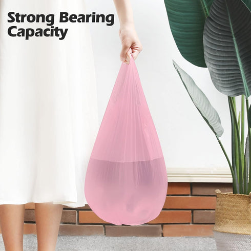 Portable Trash Bags, 2-4 Gallon, 120 Counts, Strong Thicken Small Garbage Bags, Pink