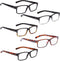 LUR READING GLASSES 5 Pack, Comfort Plastic Readers with Spring Hinge