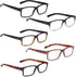 LUR READING GLASSES 5 Pack, Comfort Plastic Readers with Spring Hinge
