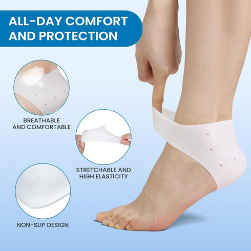Plantar Fasciitis Gel Heel Protectors - 3 Pairs Heel Cups for Women & Men, Pain Relief Cushions for Achilles Tendonitis