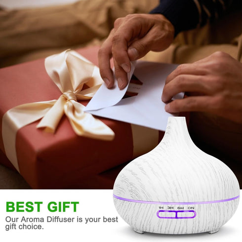 Xitangju 550ml 7 6 Set Aromatherapy Essential Oil Diffuser, White Wood Grain Ultrasonic Humidifier with Remote Control