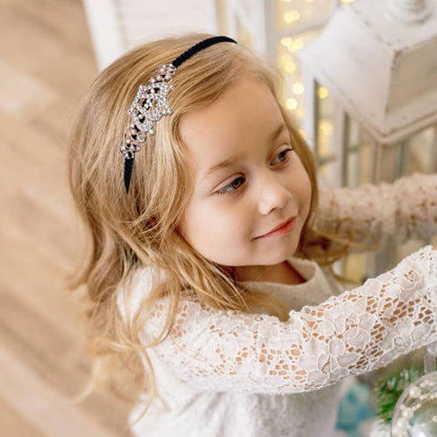 Lawie 8 Pack Rhinestone Flower Butterfly Bowknot Headbands, Sparkly Black Metal Hair Accessories for Women Girls