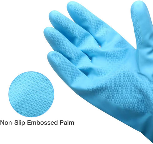 Alimat PluS 3 Pack Reusable Cleaning Gloves, Latex Free Dishwashing Gloves with Cotton Flock Liner