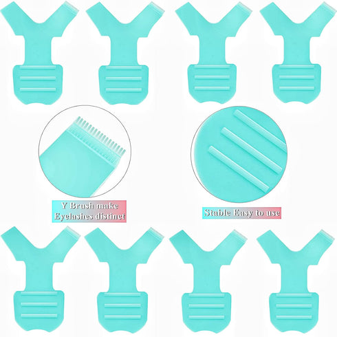 Y Brush Lash Lift Tool, Y Shape Eyelash Brush Comb, 10 Pack Silicone Grafting Lash Lift Brush for Extensions (Green)