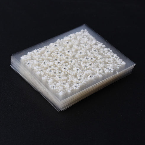 WOKOTO 30pcs White Adhesive 3D Nail Stickers - Flower Nail Art Decoration with Tweezers & Cuticle Pusher