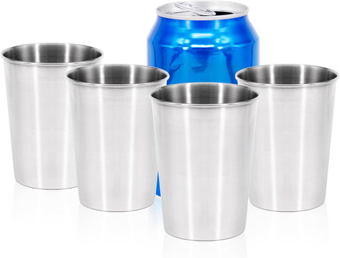 4Pack 6oz Small Stainless Steel Cups, BPA Free Healthy Metal Drinking Glasses for Kids (Silver, 170ml/6oz)