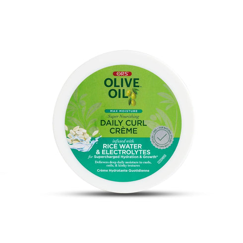 Olive Oil Max Moisture Super Nourishing Daily Curl Crème infused with Rice Water & Electrolytes for Hydration & Growth,