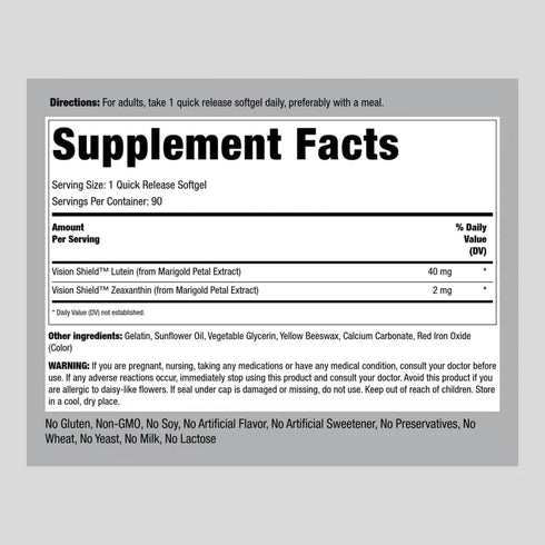 Piping Rock Lutein 40mg with Zeaxanthin | 90 Softgels | Eye Health Vitamins | Non-GMO, Gluten Free Supplement