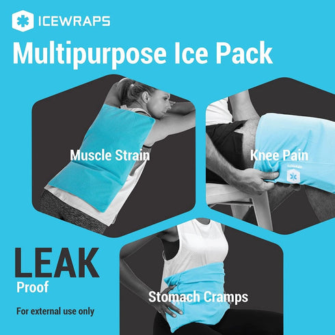 ICEWRAPS 12"x21" Extra Large Ice Pack with Soft Fabric Cover - Reusable Clay Ice Pack for Physical Therapy