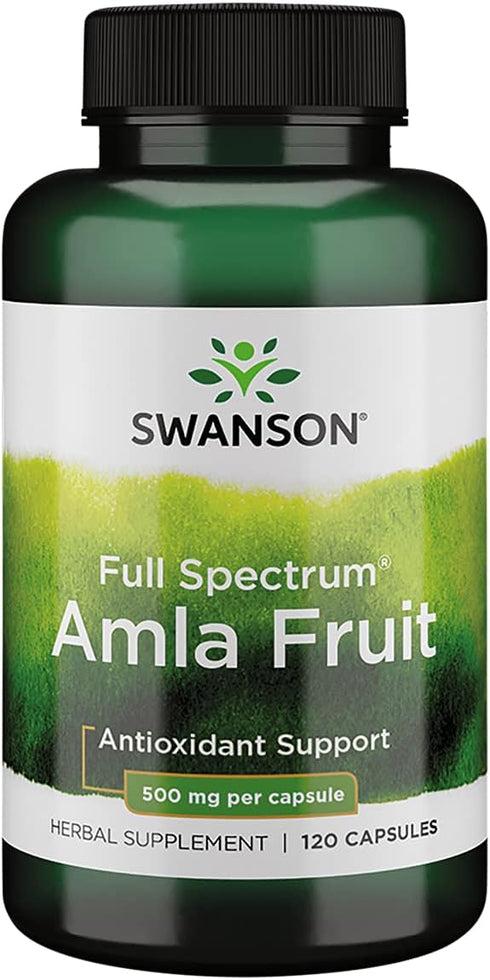 Swanson Full Spectrum Amla Fruit (Indian Gooseberry) Ayurvedic Energy Vitality Antioxidant, 500 mg, 120 Capsules
