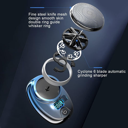 Mini Electric Razor with LED Display, Portable Electric Shaver, Easy One-Button Use for Home Travel (Gradient Blue)