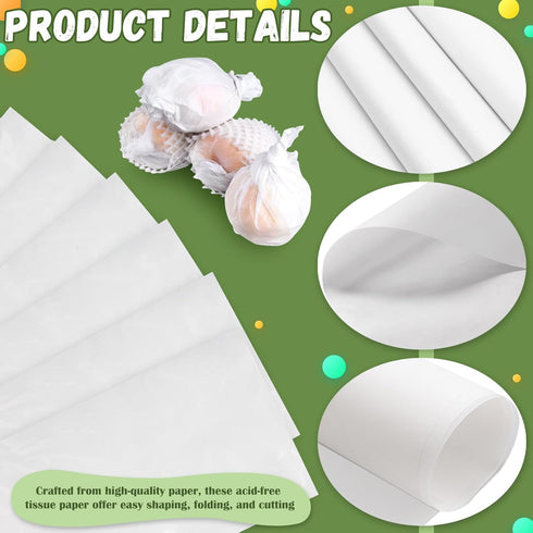 RYKOMO 500 Sheets 15 x 20 Inch White Acid-Free Tissue Paper for Gift Bags, Packaging, and Clothing Preservation