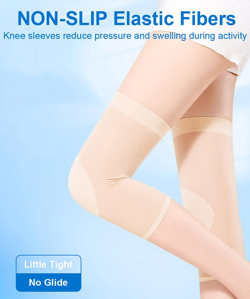 Knee Compression Sleeves for Women & Men, Lightweight Thin Knee Brace for Pain Relief, Daily Use (Black)