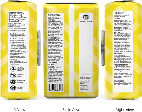 Amazon Brand - Solimo Disinfecting Wipes, Lemon & Fresh Air Scent, Sanitizes/Cleans/Disinfects/Deodorizes, 320 Count (4 Packs of 80)