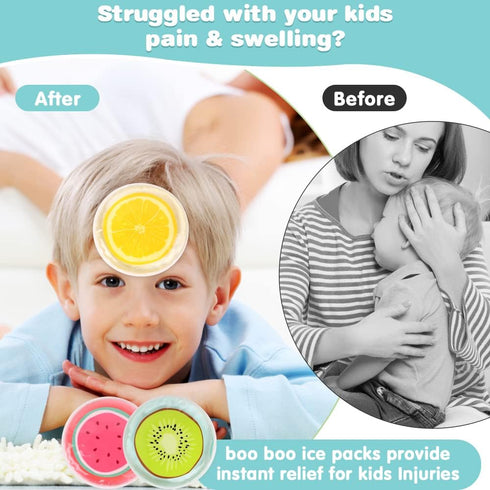 Hilph Kid Ice Packs, Reusable Boo Boo Ice Packs for Kids, Hot Cold Compress for Body Pain Relief, 3 Packs