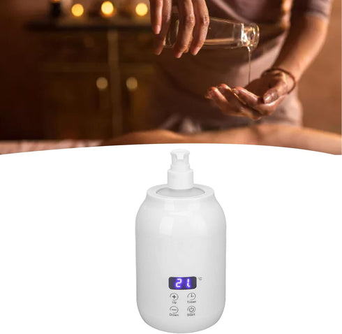Pissente 110-240V Essential Oil Heater, Massage Oil Heater LED Display Touch Control Temperature Adjust Single Bottle