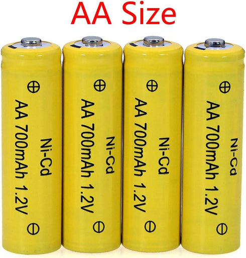 12 Packs AA Garden Ni-Cd Batteries 1.2V 700mAh - Rechargeable for Solar Lights, Landscape Lighting