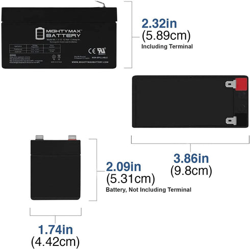 Mighty Max Battery ML1.3-12 - 12 Volt 1.3 AH, F1 Terminal, Rechargeable SLA AGM Battery by Mighty Max Battery