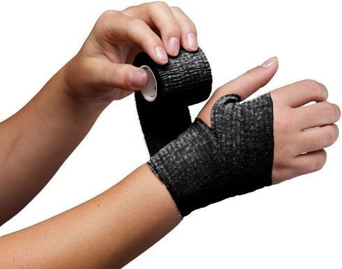 Self-Adhesive Bandage Wrap - 10 Pack - 2 Inch - Black - Breathable Athletic Tape for Wrists, Knee, Ankle
