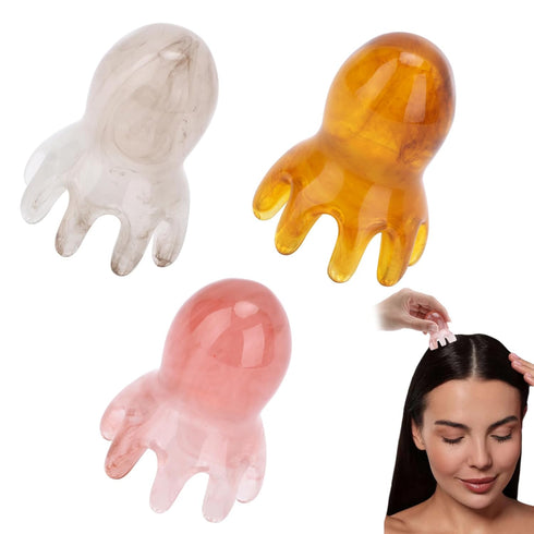 Paidiem 3 Pcs Octopus Head Massage Comb Stress Relief Point Massage Comb Head