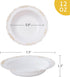 N9R 30 Pack Disposable Soup Bowls, 12 Oz Fancy Plastic Bowls with Gold Relief for Parties, Weddings, Everyday Use