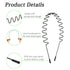 Metal Headbands for Women, Unisex Black Wavy Hair Bands, Simple Elastic Non-Slip Hair Accessories (3pcs)