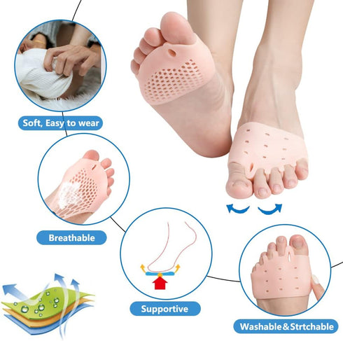 Metatarsal Pads, Toe Separators, Soft Gel Bunion Corrector Cushion for Mortons Neuroma, Rapid Pain Relief