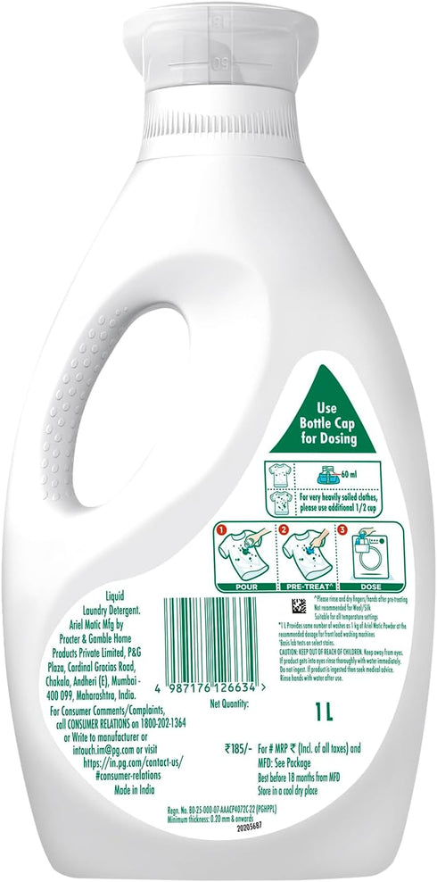 Ariel Matic Liquid Detergent, Front Load, 1 Litre, Pack of 1