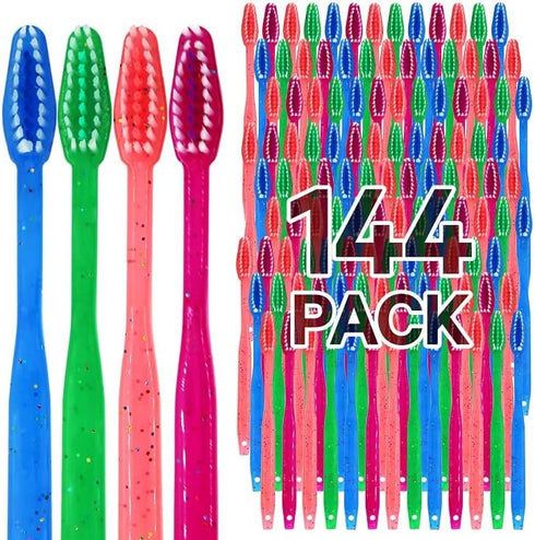 144 Pack Kids Disposable Toothbrushes with Paste - Bubblegum Flavor Pre-Pasted, Individually Wrapped for School