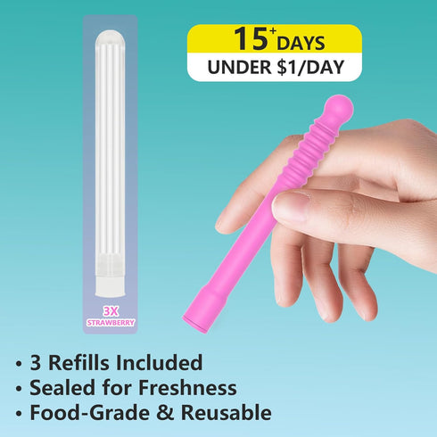 ZongniYiT 9 Strawberry Flavored Chewable Essential Oil Breath Stick, Chew Stick with Thicker Refill Cores
