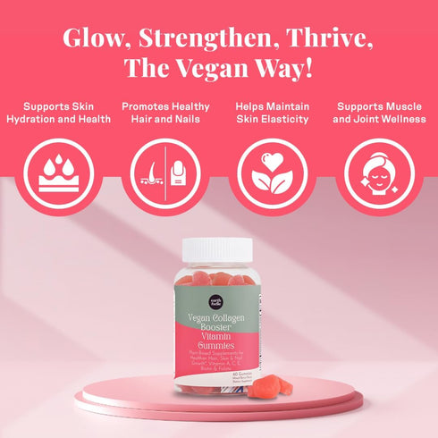 earth & elle Vegan Collagen Booster Gummies - Biotin and Vitamins for Hair, Nails, Skin Health, 60 Count