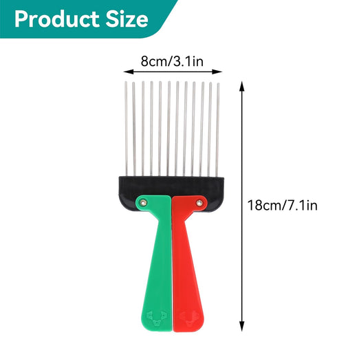 Portable Metal Pick Comb with Folding Handle, Wide Tooth Comb for Men and Women