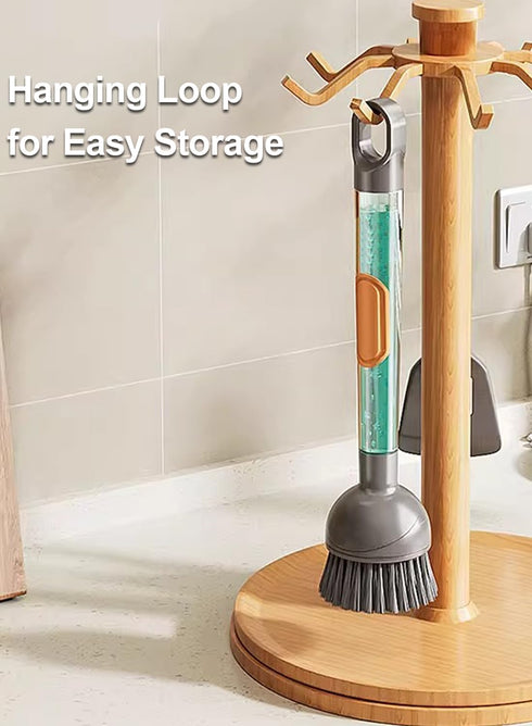 Set 360 2 3 Set Soap Dispensing Dish Brush Storage with Rotating Head, Kitchen Brush with PCS Different Brush Heads