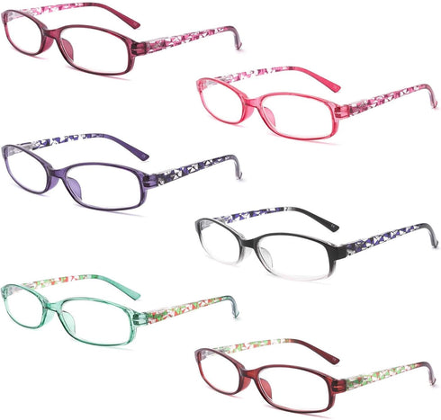 IVNUOYI 6 Pack Reading Glasses, Blue Light Blocking, Fashion Ladies Spring Hinge Readers, Anti Glare UV Eyeglasses 2.5